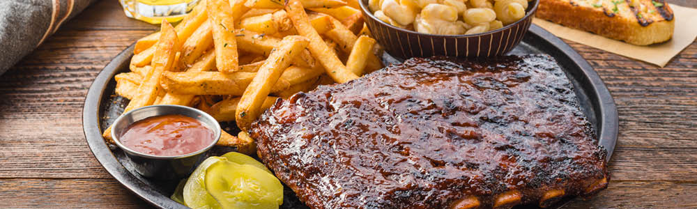 grilled bbq pork ribs plate